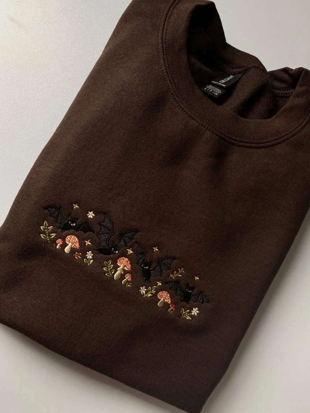 Embroidered Bat, Flower, and Mushroom Gildan Sweatshirt - Picture 3 of 7